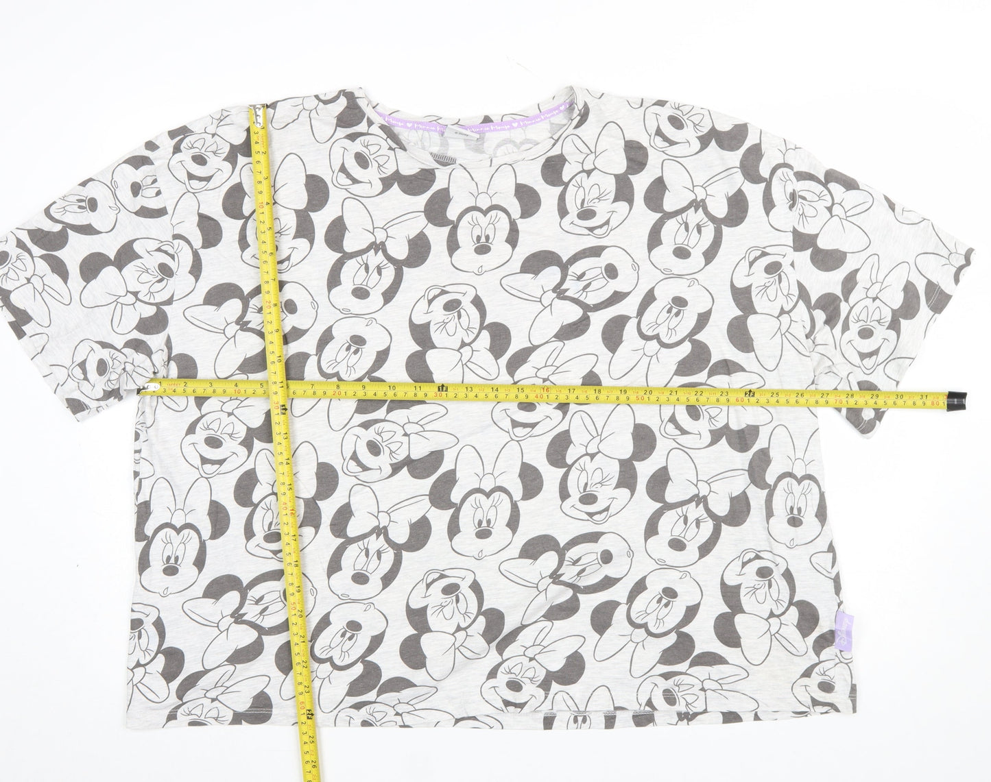 Disney Women Plus Grey Minnie Mouse T-Shirt Pyjama Top UK 20-22
