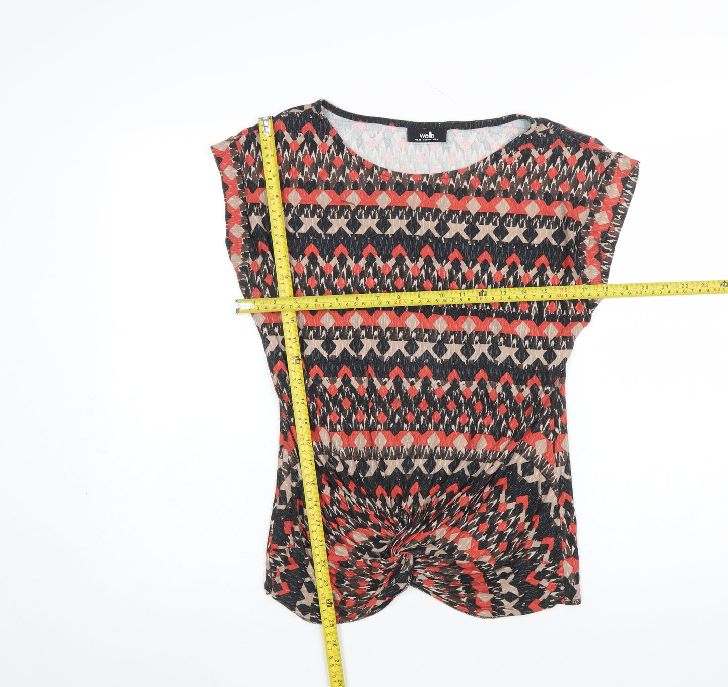 Wallis Women’s Multicoloured Geometric Twist Knot T-Shirt UK 12