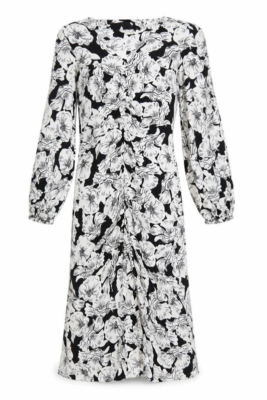 River Island Women’s Black Floral Ruched Midi Dress Size 8