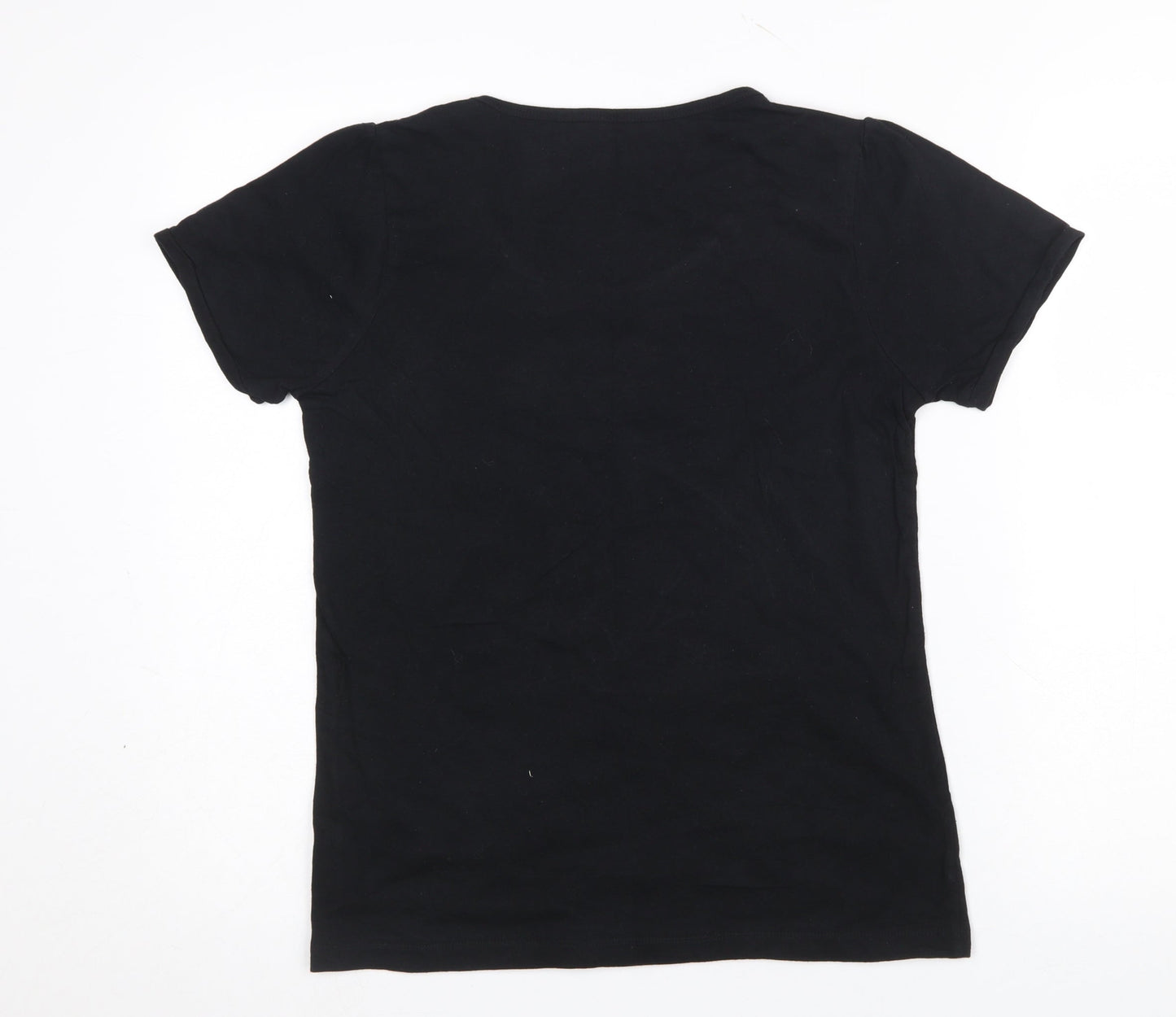 Disneyland Paris Girls Black Eeyore T-Shirt L 100% Cotton Graphic Tee