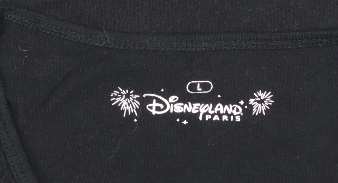 Disneyland Paris Girls Black Eeyore T-Shirt L 100% Cotton Graphic Tee