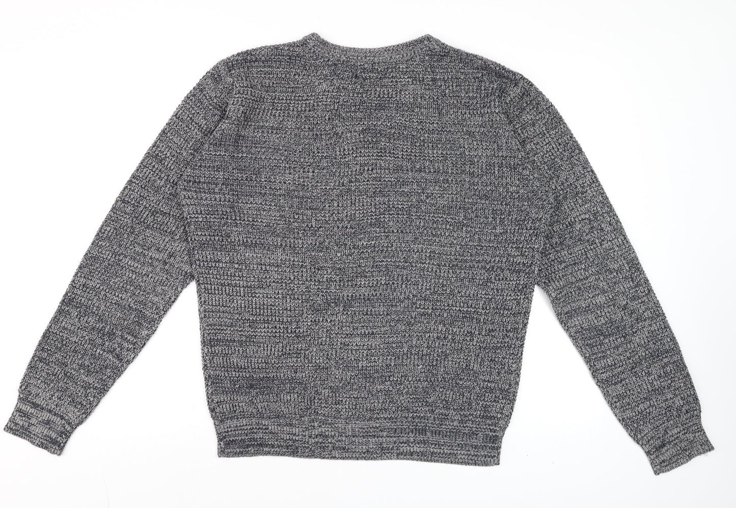 BoohooMAN Men's Grey Acrylic Knit Crew Neck Jumper Size M