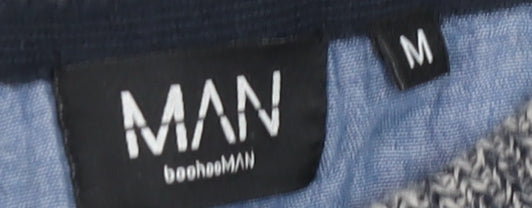 BoohooMAN Men's Grey Acrylic Knit Crew Neck Jumper Size M