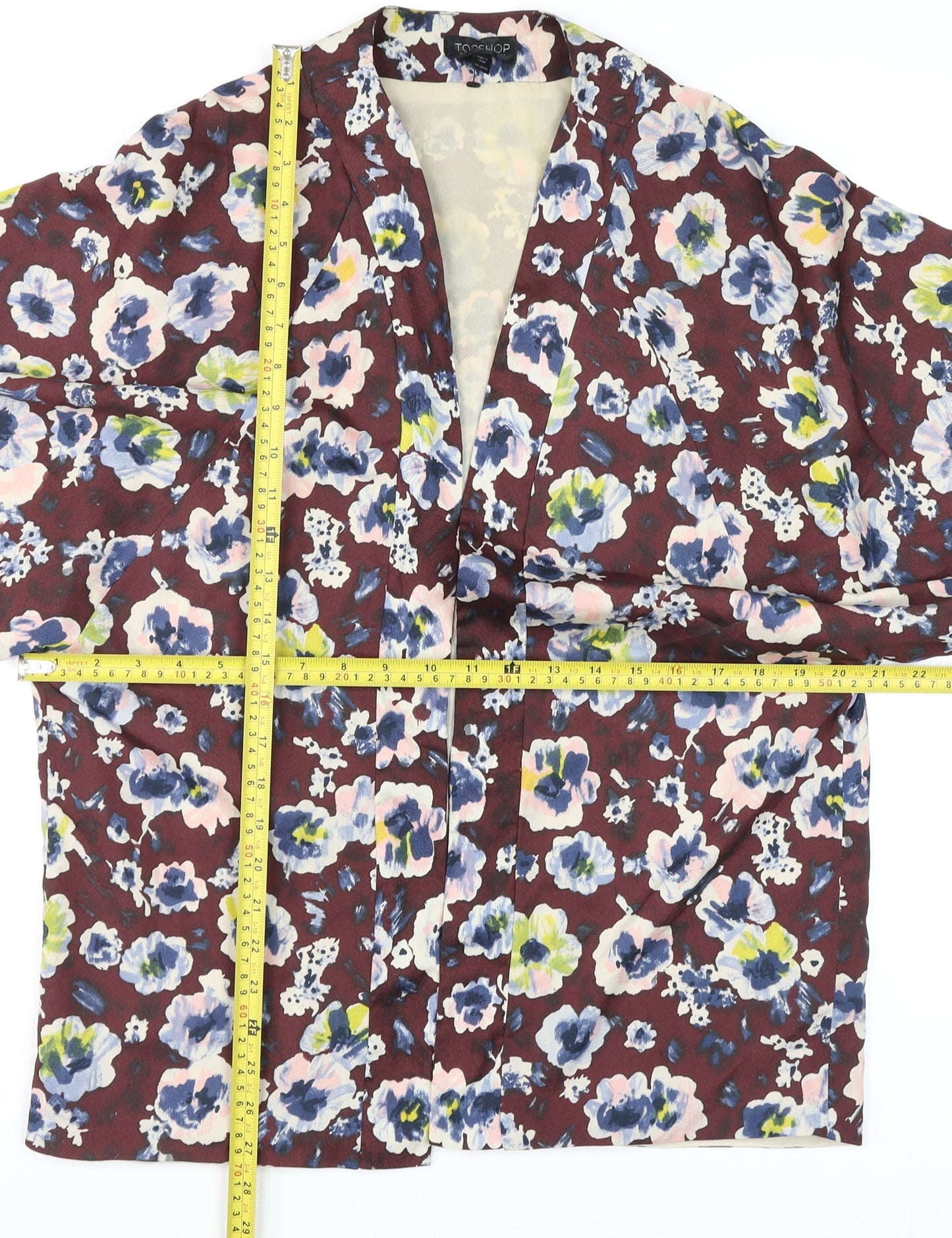 Topshop Women’s Multicoloured Floral Kimono Blouse Size 12