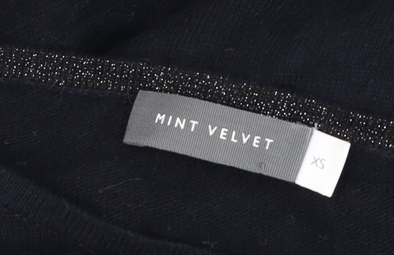 Mint Velvet Womens Black XS Relaxed Star Knit Long Sleeve Top