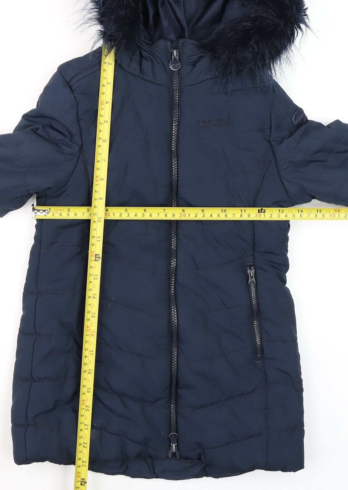 Regatta Boys Blue Hooded Puffer Coat 5-6 Years Long Winter Jacket