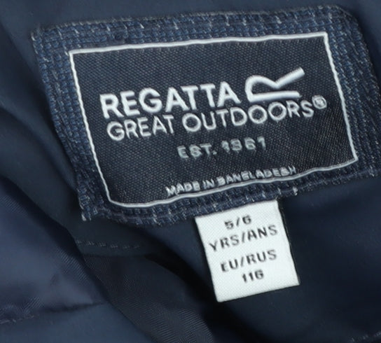 Regatta Boys Blue Hooded Puffer Coat 5-6 Years Long Winter Jacket