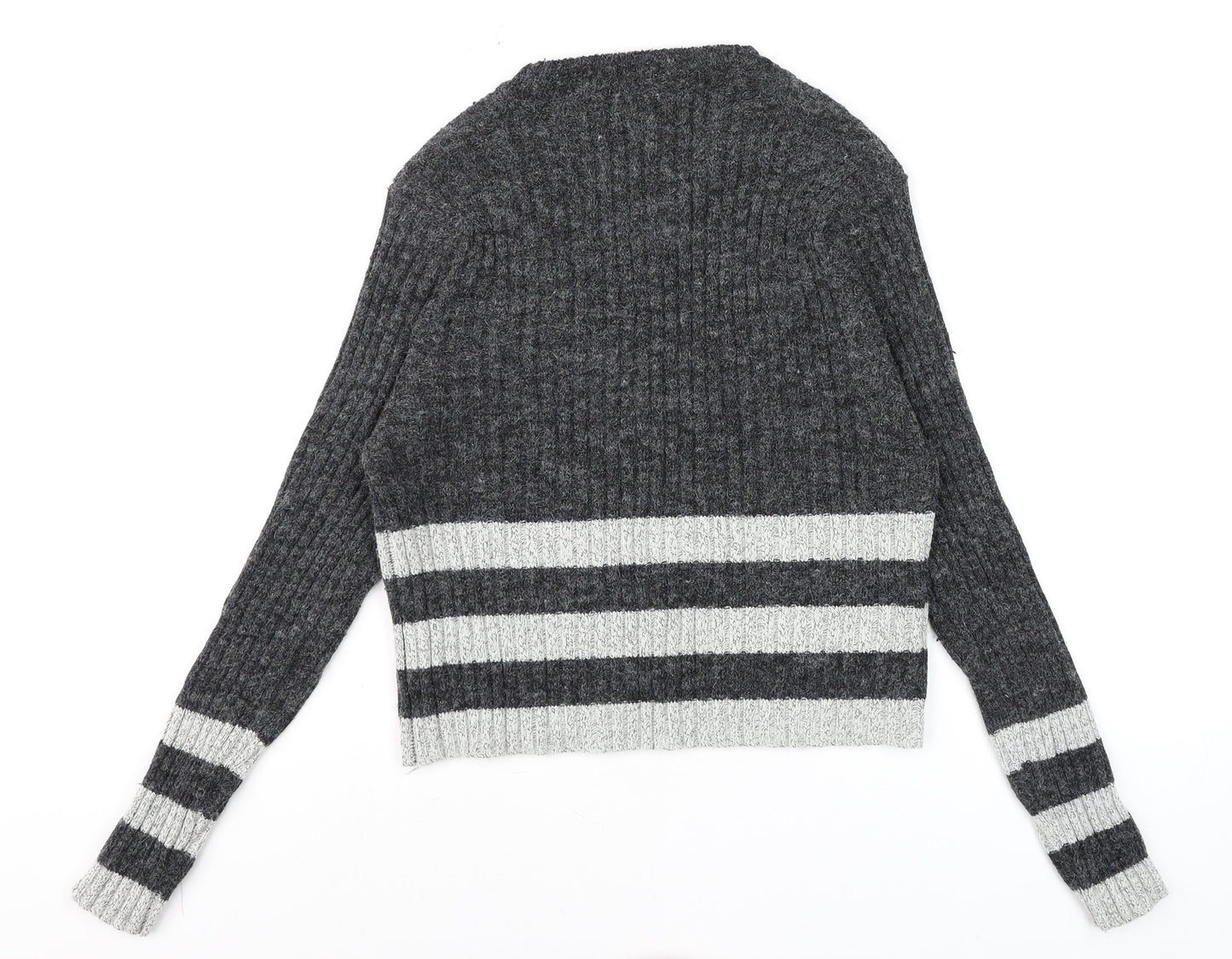 Katsumi Women's Grey Striped Knit Acrylic Pullover Jumper S