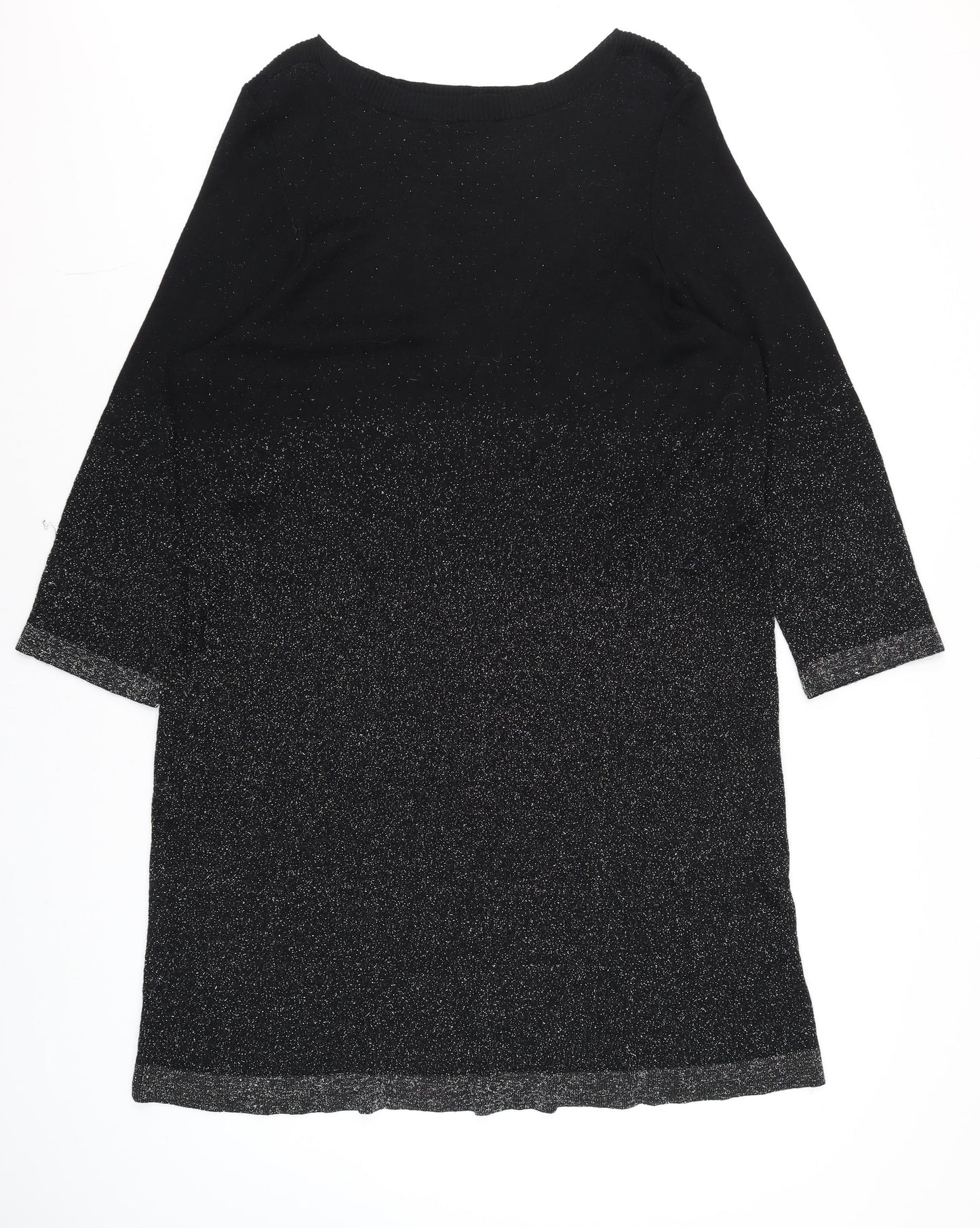 Evans Women’s Black Glitter Shift Dress Size 22/24 Plus 3/4 Sleeve