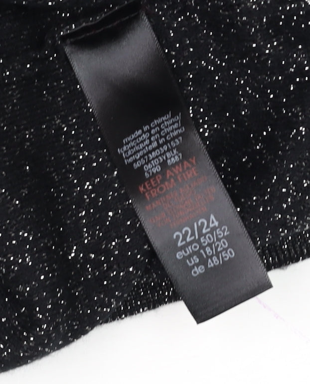 Evans Women’s Black Glitter Shift Dress Size 22/24 Plus 3/4 Sleeve