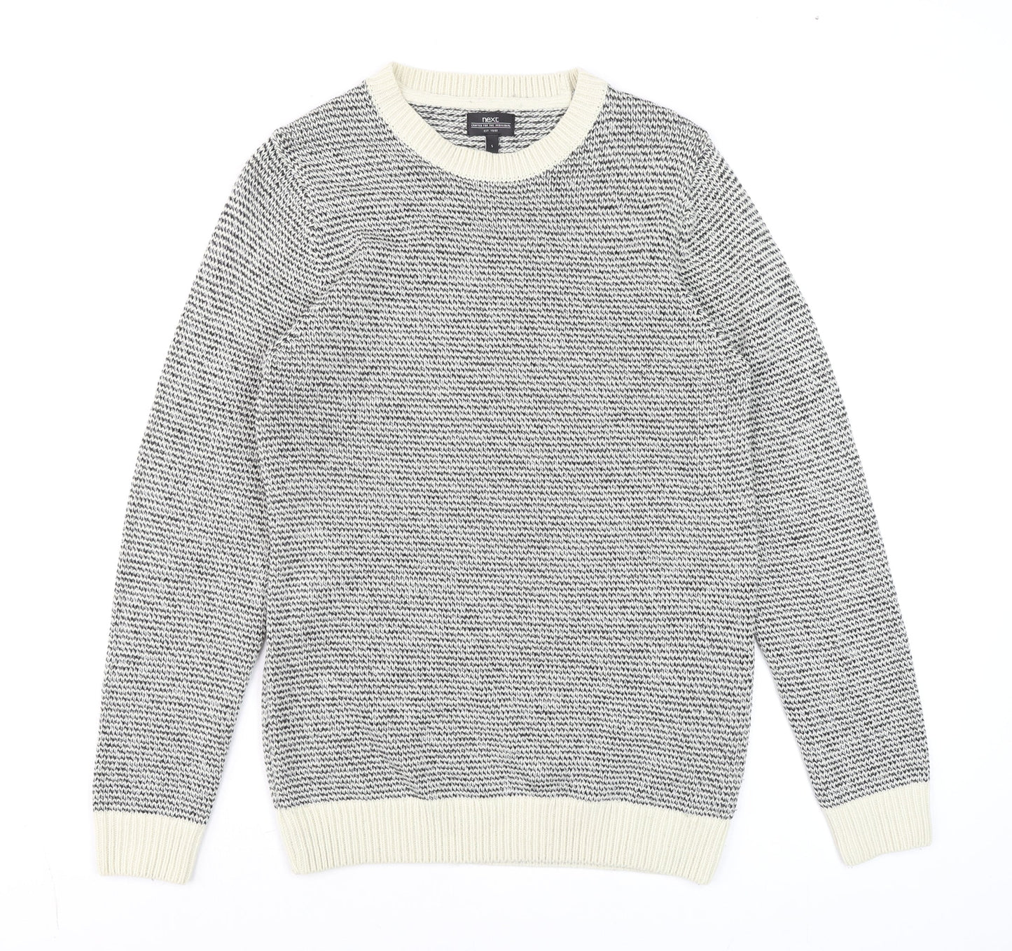 Next Men's Grey Chunky Knit Crew Neck Wool Blend Jumper Size S