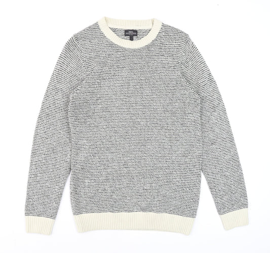 Next Men's Grey Chunky Knit Crew Neck Wool Blend Jumper Size S