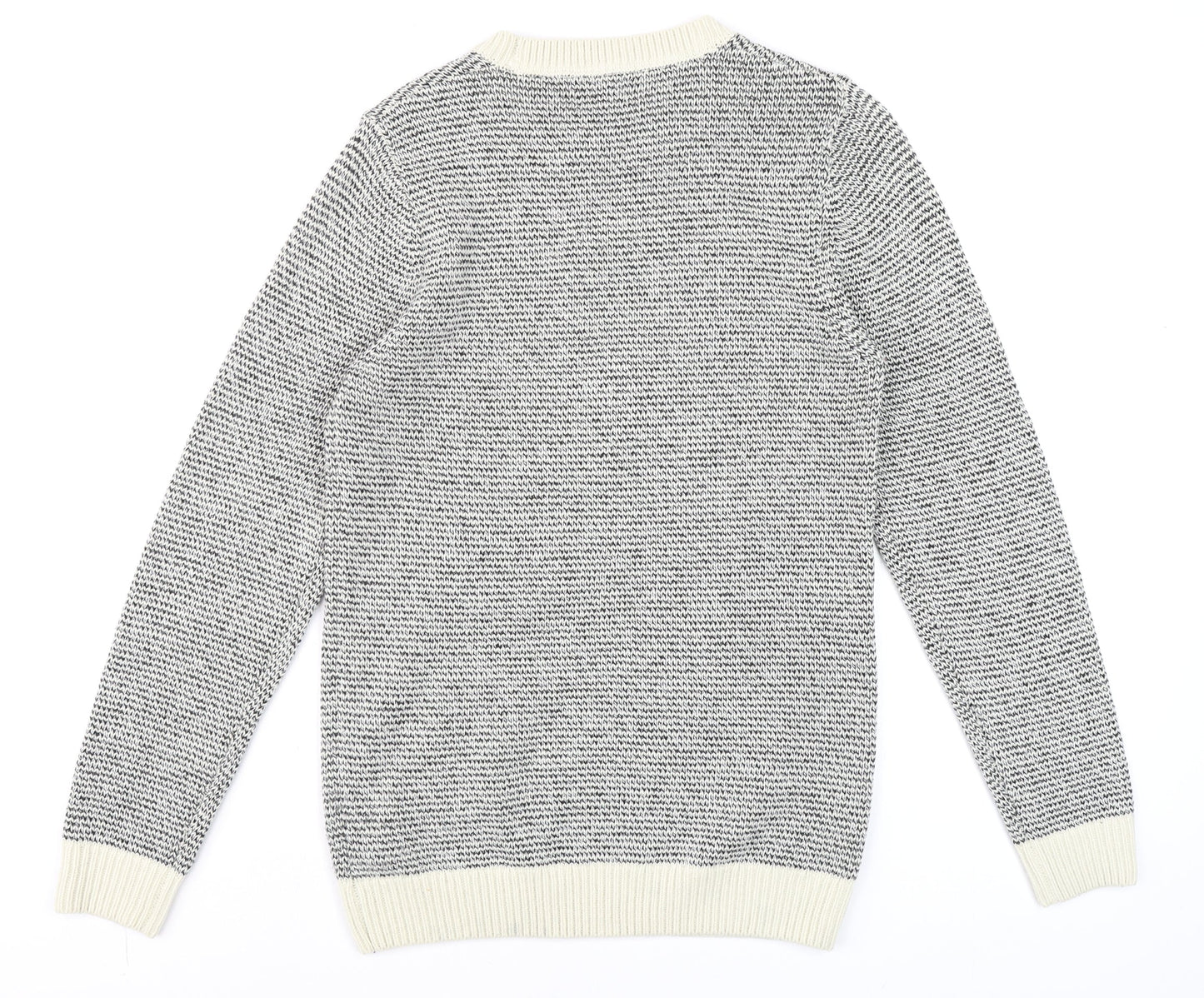 Next Men's Grey Chunky Knit Crew Neck Wool Blend Jumper Size S
