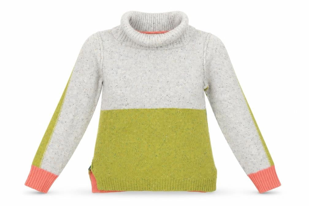 White Stuff Women's Multicoloured Roll Neck Wool Blend Jumper Size 8