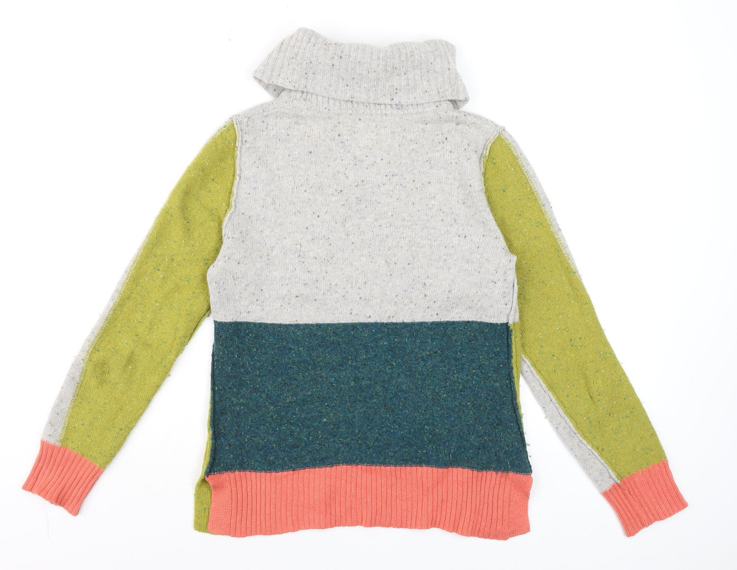 White Stuff Women's Multicoloured Roll Neck Wool Blend Jumper Size 8