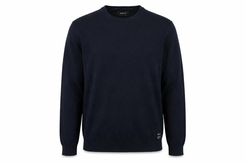 Replay Men’s Blue Cotton Crew Neck Pullover Jumper XL