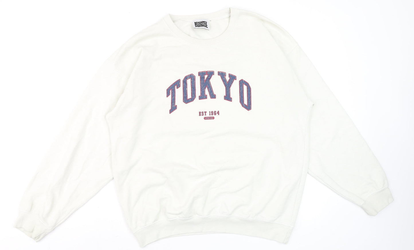 Reclaimed Vintage Women's White Tokyo Graphic Crew Neck Sweatshirt UK 10