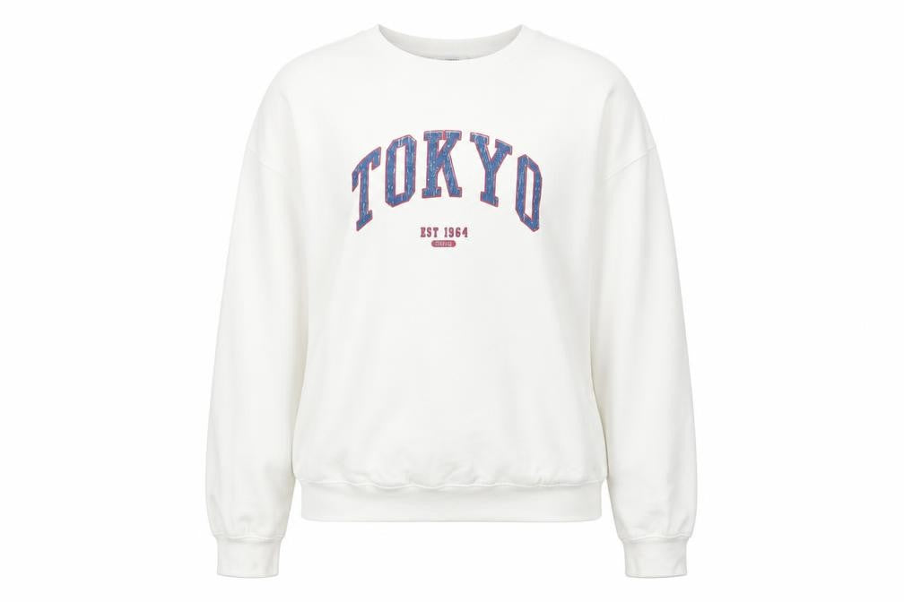 Reclaimed Vintage Women's White Tokyo Graphic Crew Neck Sweatshirt UK 10