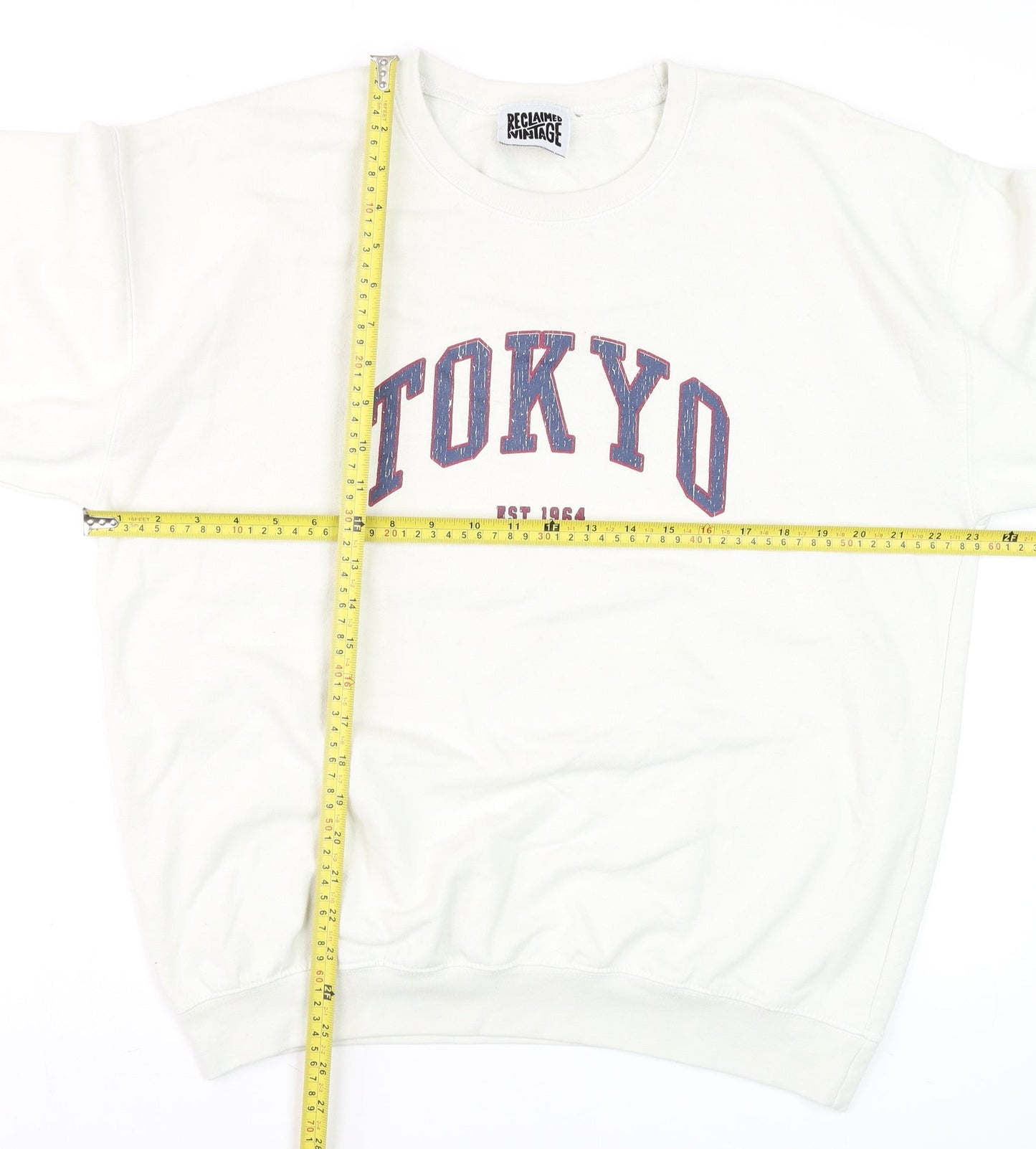 Reclaimed Vintage Women's White Tokyo Graphic Crew Neck Sweatshirt UK 10