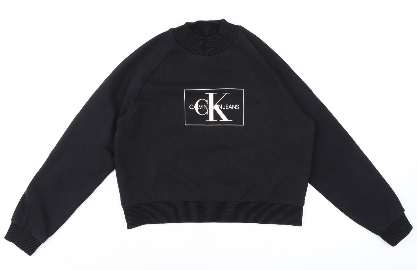 Calvin Klein Jeans Women's Black Small Logo Crew Neck Sweatshirt