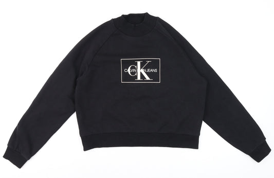 Calvin Klein Jeans Women's Black Small Logo Crew Neck Sweatshirt