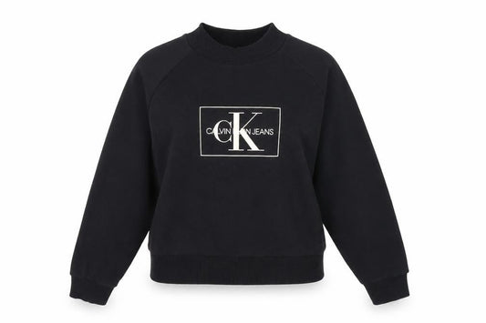 Calvin Klein Jeans Women's Black Small Logo Crew Neck Sweatshirt