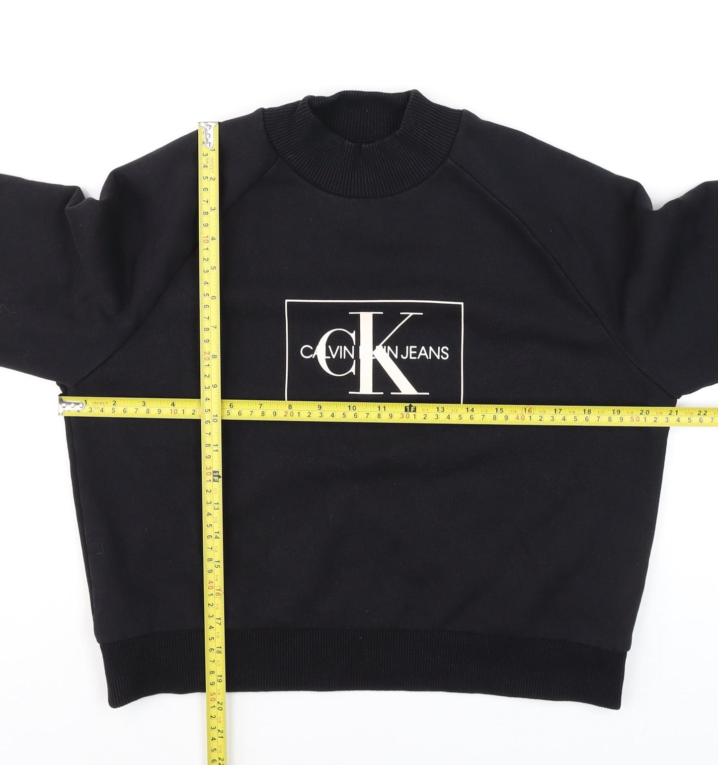 Calvin Klein Jeans Women's Black Small Logo Crew Neck Sweatshirt