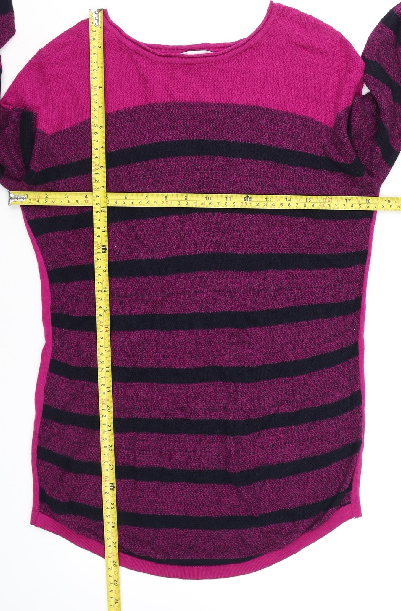Lakeland Women's Pink Striped Crew Neck Long Sleeve Knit Top Size M