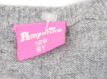 Pampolina Girls Grey Ruffle Shoulder Button Cardigan 8 Years