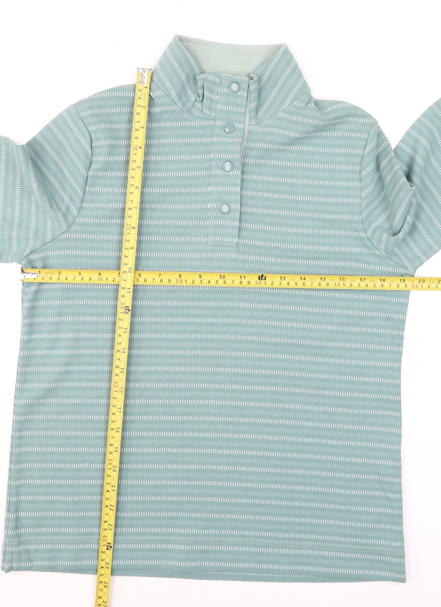 Bonmarché Women Green Striped Henley Pullover Sweatshirt Size 12