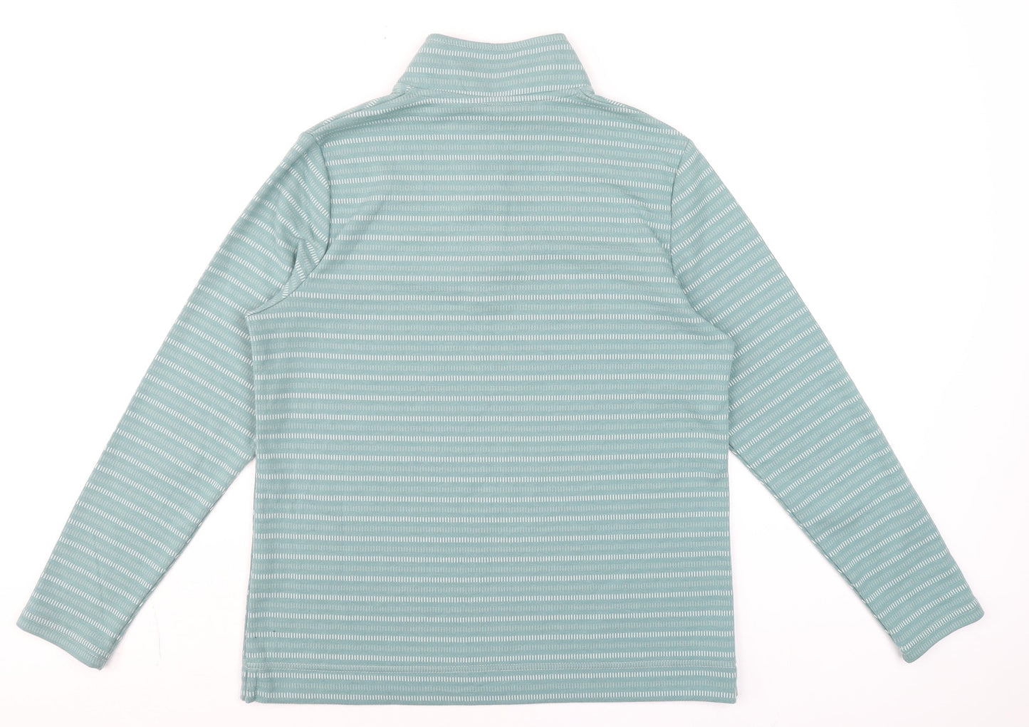 Bonmarché Women Green Striped Henley Pullover Sweatshirt Size 12