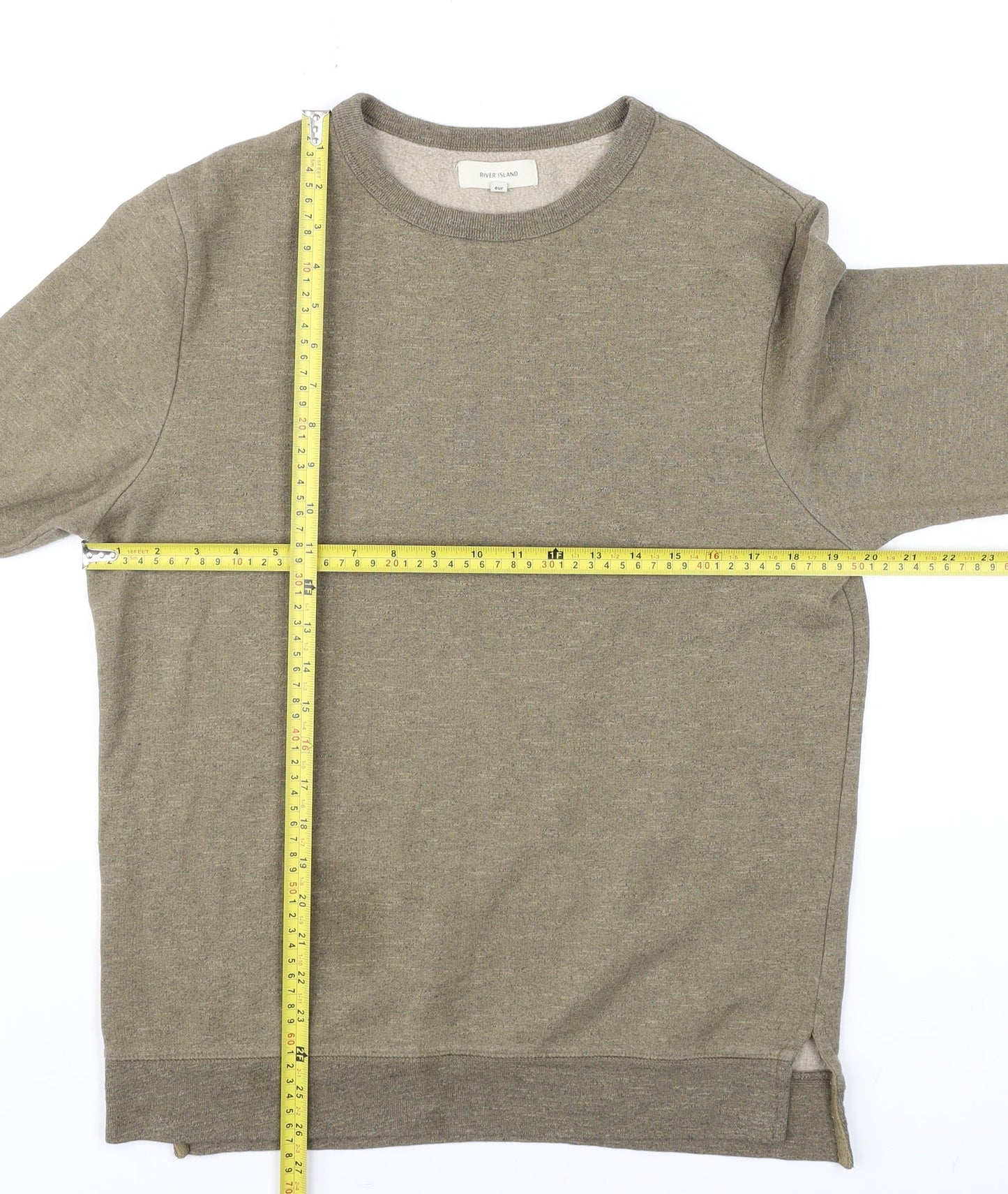 River Island Men’s Beige Crew Neck Fleece Sweatshirt Size S