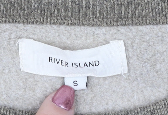 River Island Men’s Beige Crew Neck Fleece Sweatshirt Size S