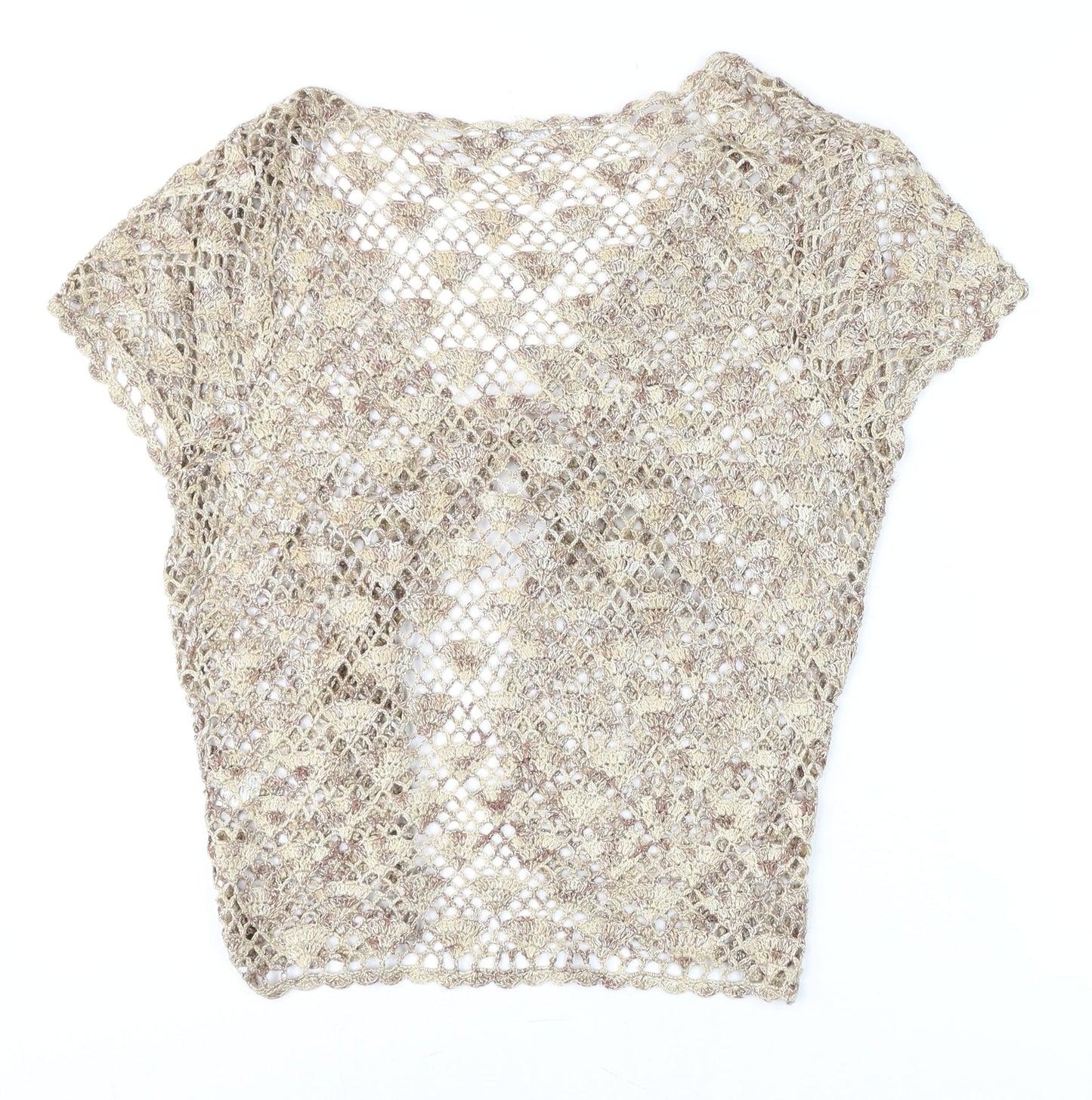 Berkertex Women Beige Crochet Cropped Blouse Size 14