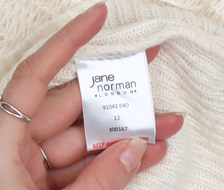 Jane Norman Women’s Ivory Christmas Robin Jumper Size 12 Knit Pullover
