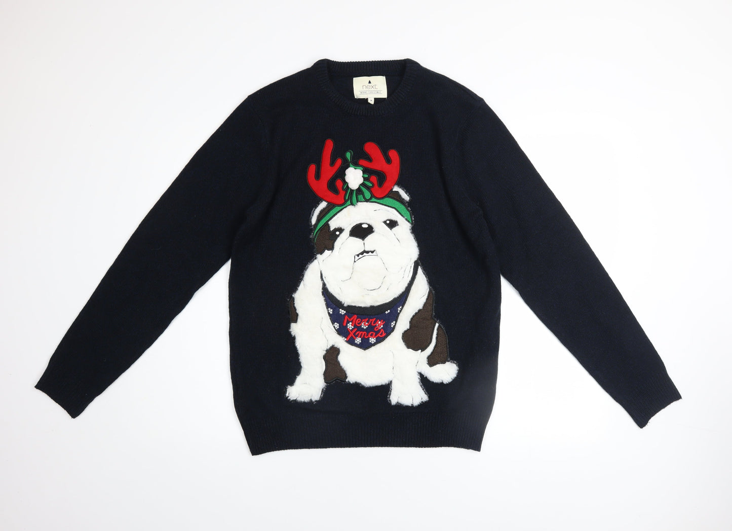 Next Men's Blue Christmas Dog Jumper Medium Knit Pullover