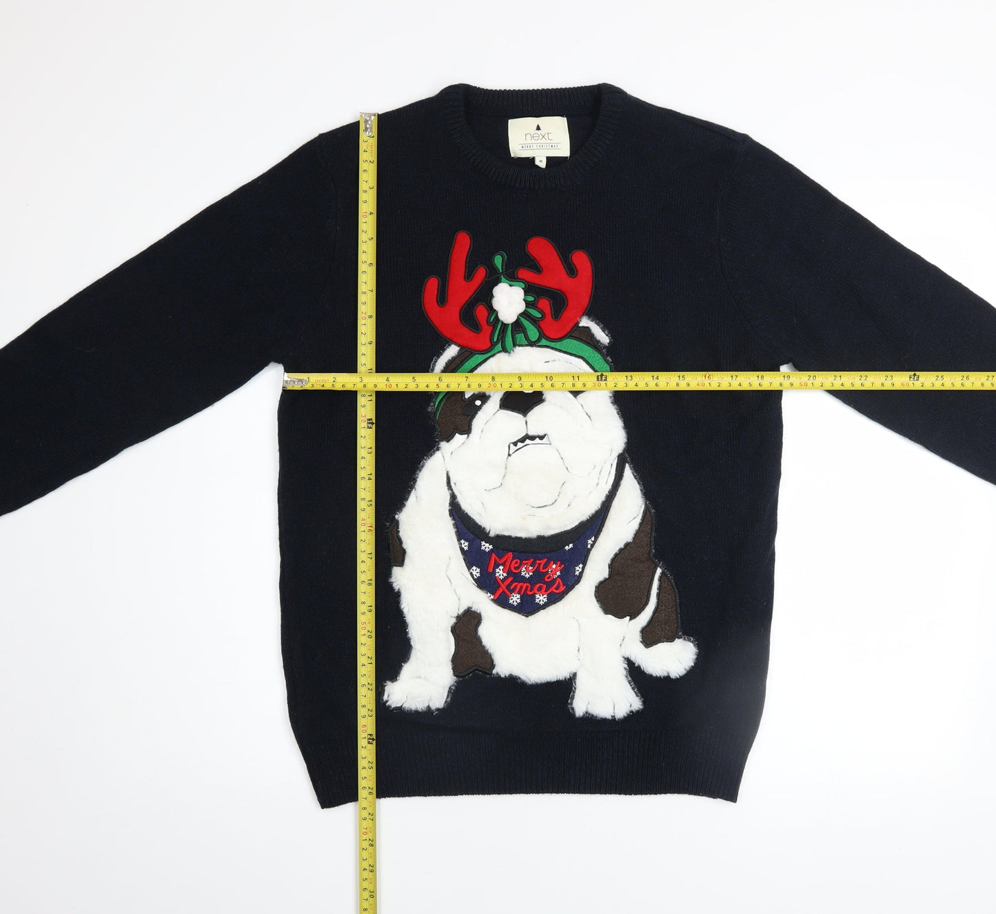 Next Men's Blue Christmas Dog Jumper Medium Knit Pullover