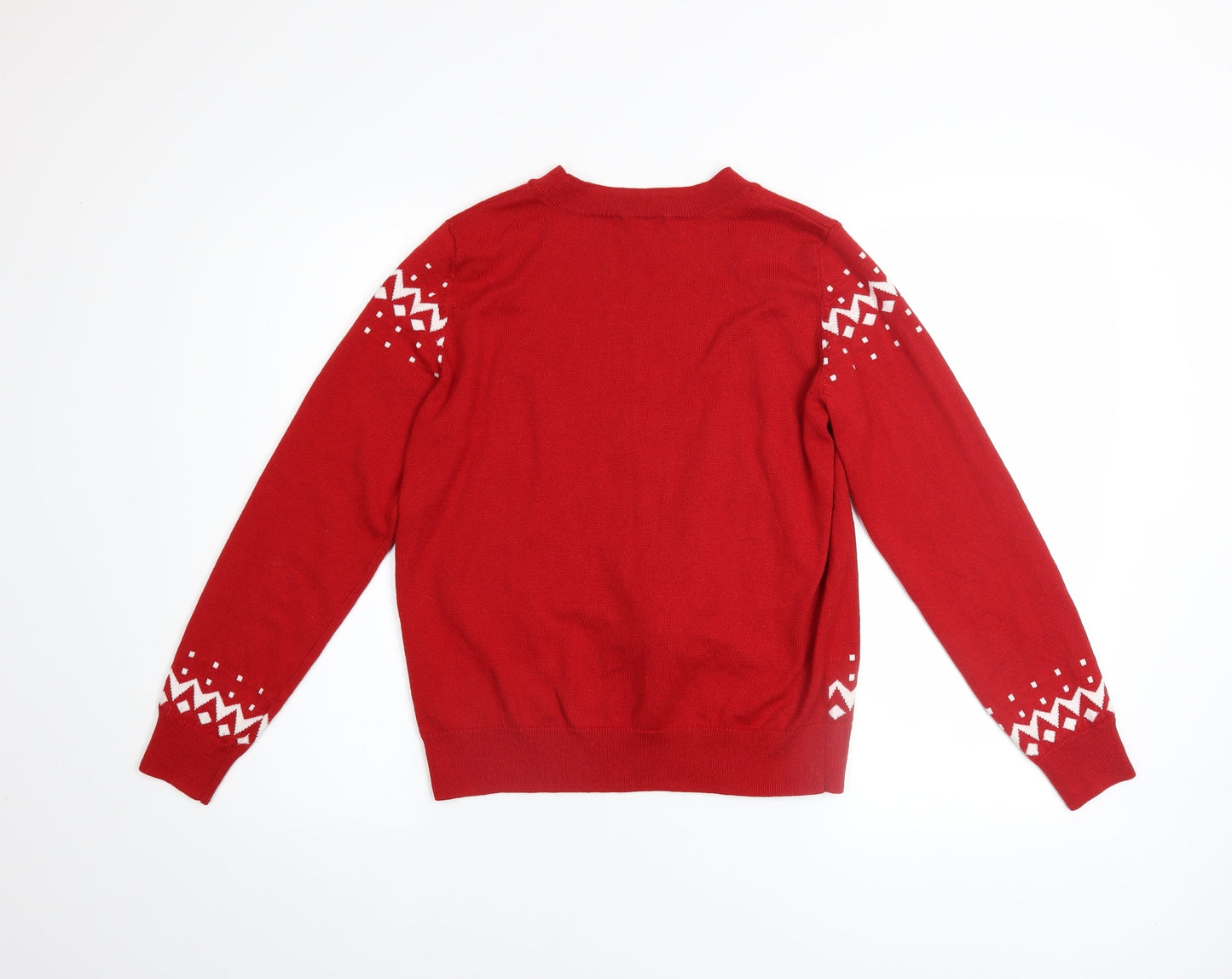 H&M Womens Red Christmas Reindeer Pullover Jumper XS