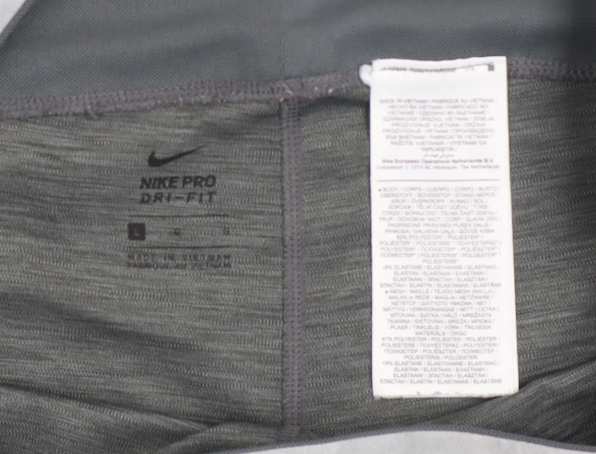 Nike Pro Grey Dri-FIT Women's Leggings L Moisture Wicking Stretch