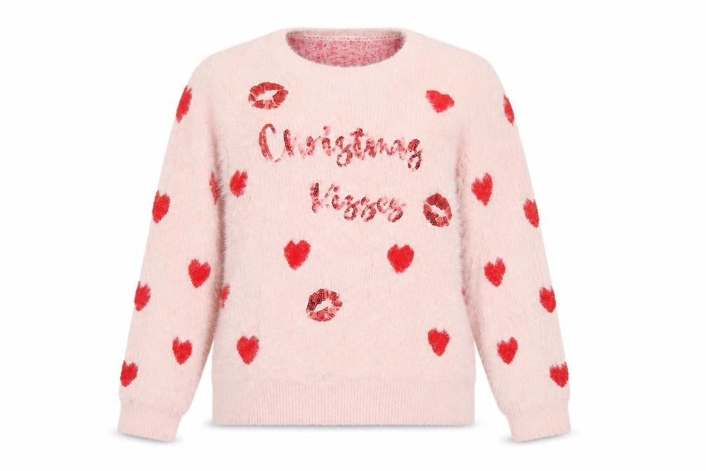 New Look Women Pink Sequin Christmas Kisses Maternity Jumper Size 20