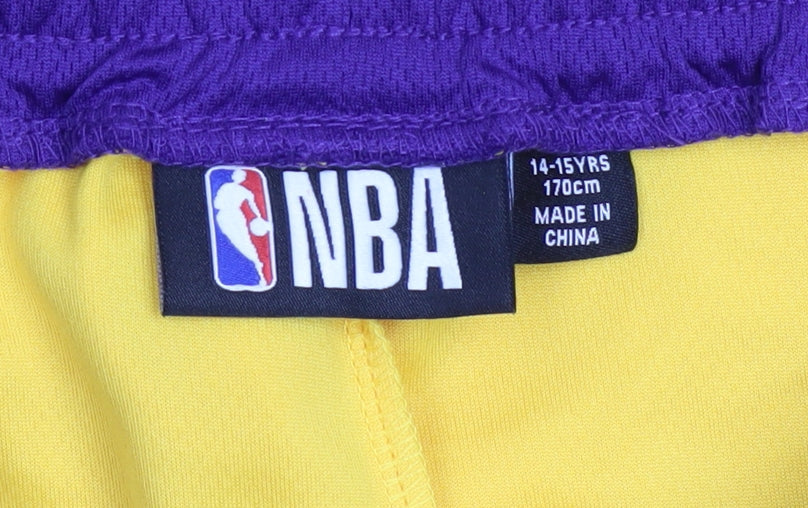 NBA Boys Yellow Basketball Shorts 14-15 Years Athletic Mesh Polyester
