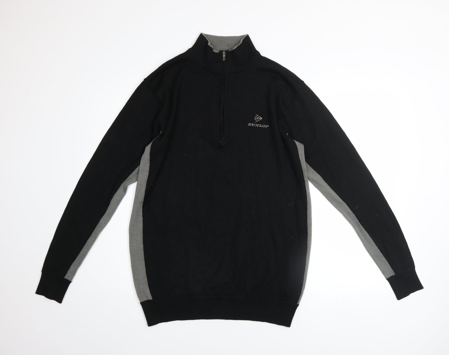 Dunlop Men's Black Grey 1/4 Zip Golf Jumper Sweater Size M