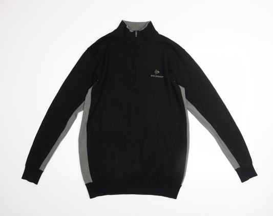 Dunlop Men's Black Grey 1/4 Zip Golf Jumper Sweater Size M