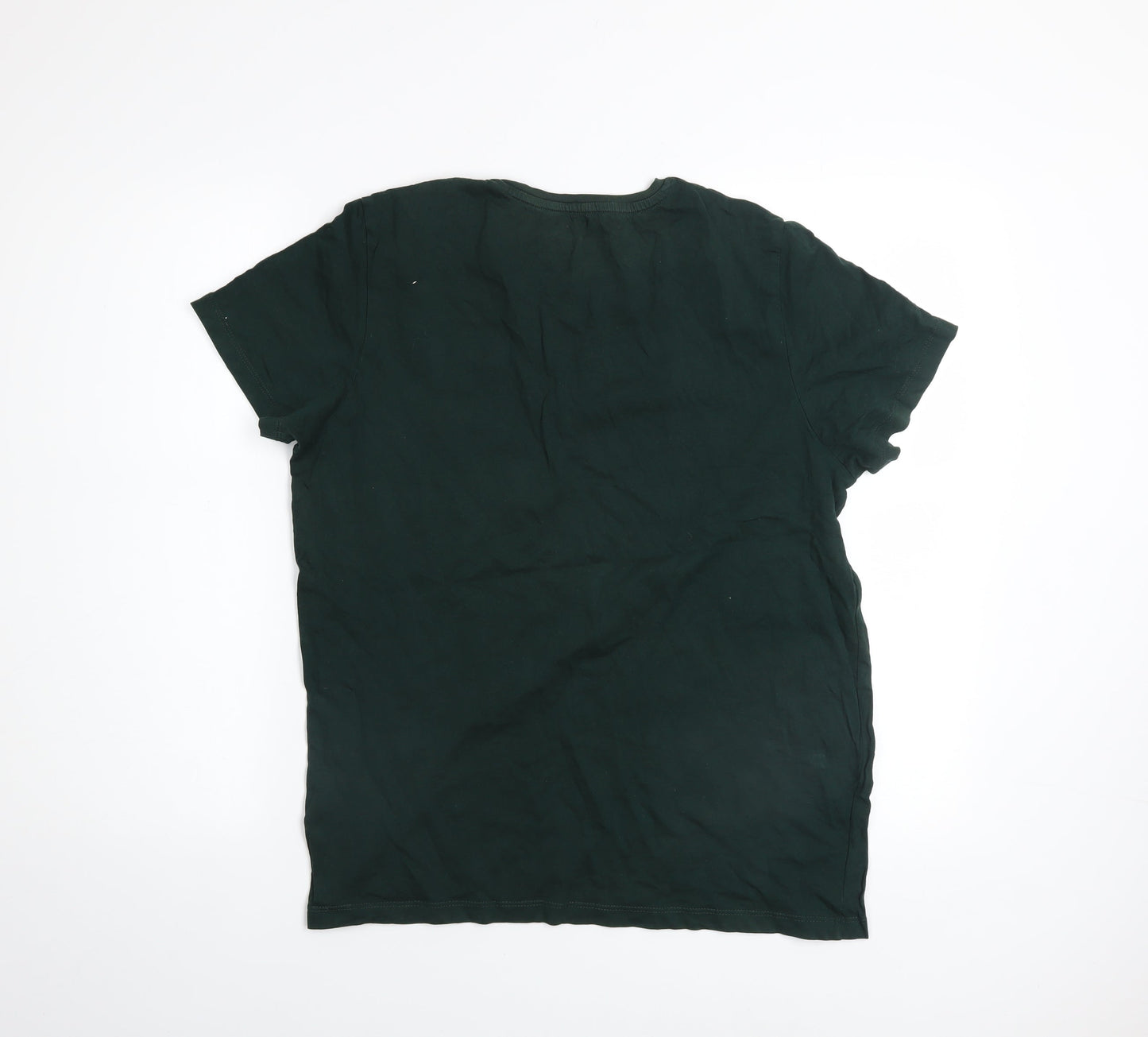 Jack & Jones Men's Green Cotton Graphic Logo T-Shirt Size L