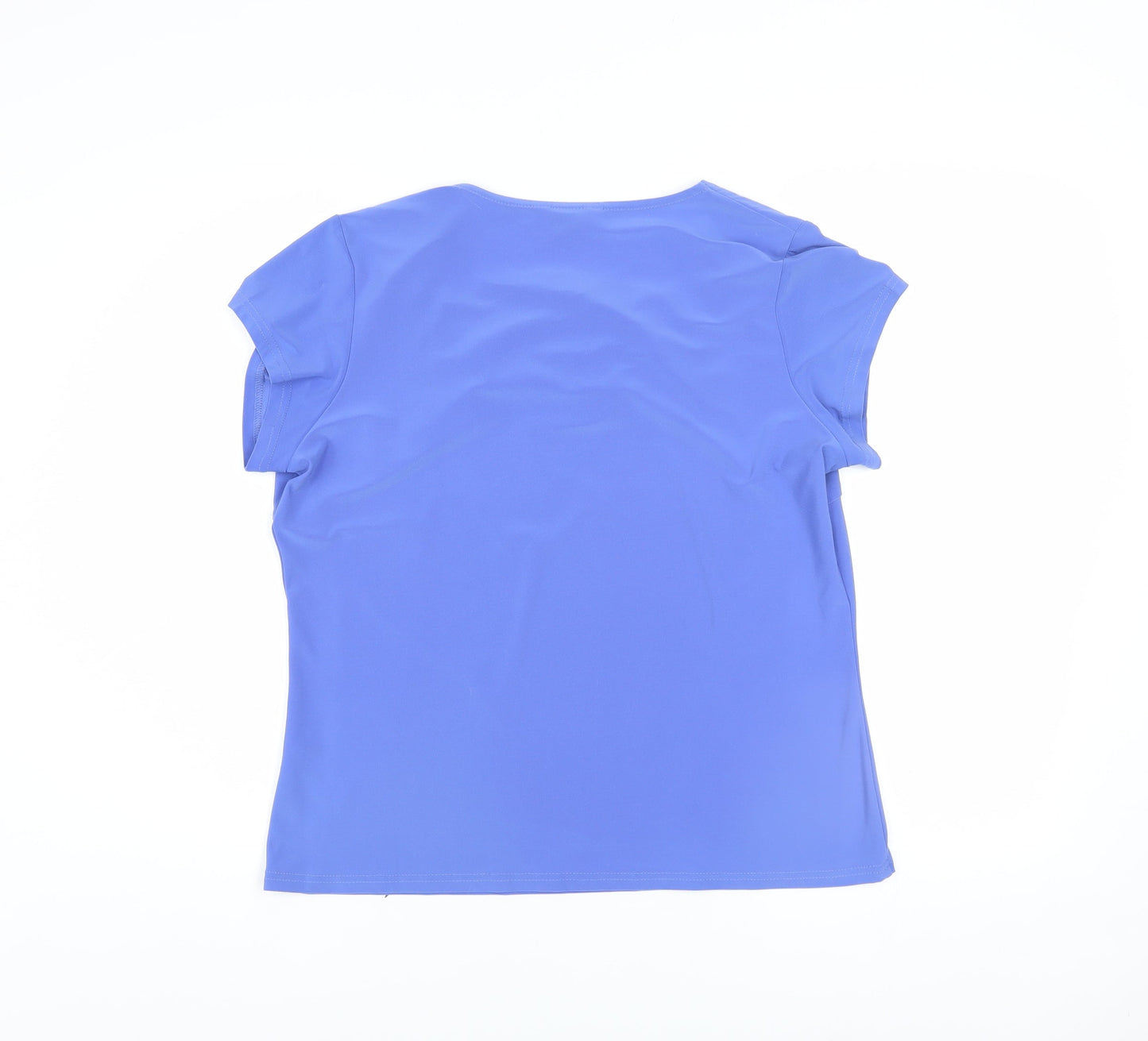 Nightingales Womens Blue Sweetheart Neck Short Sleeve Blouse Size 14
