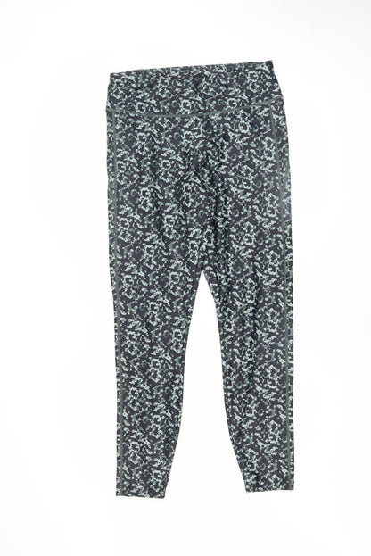 Additional front view of Dunnes Women's Black Camouflage Leggings, size 12