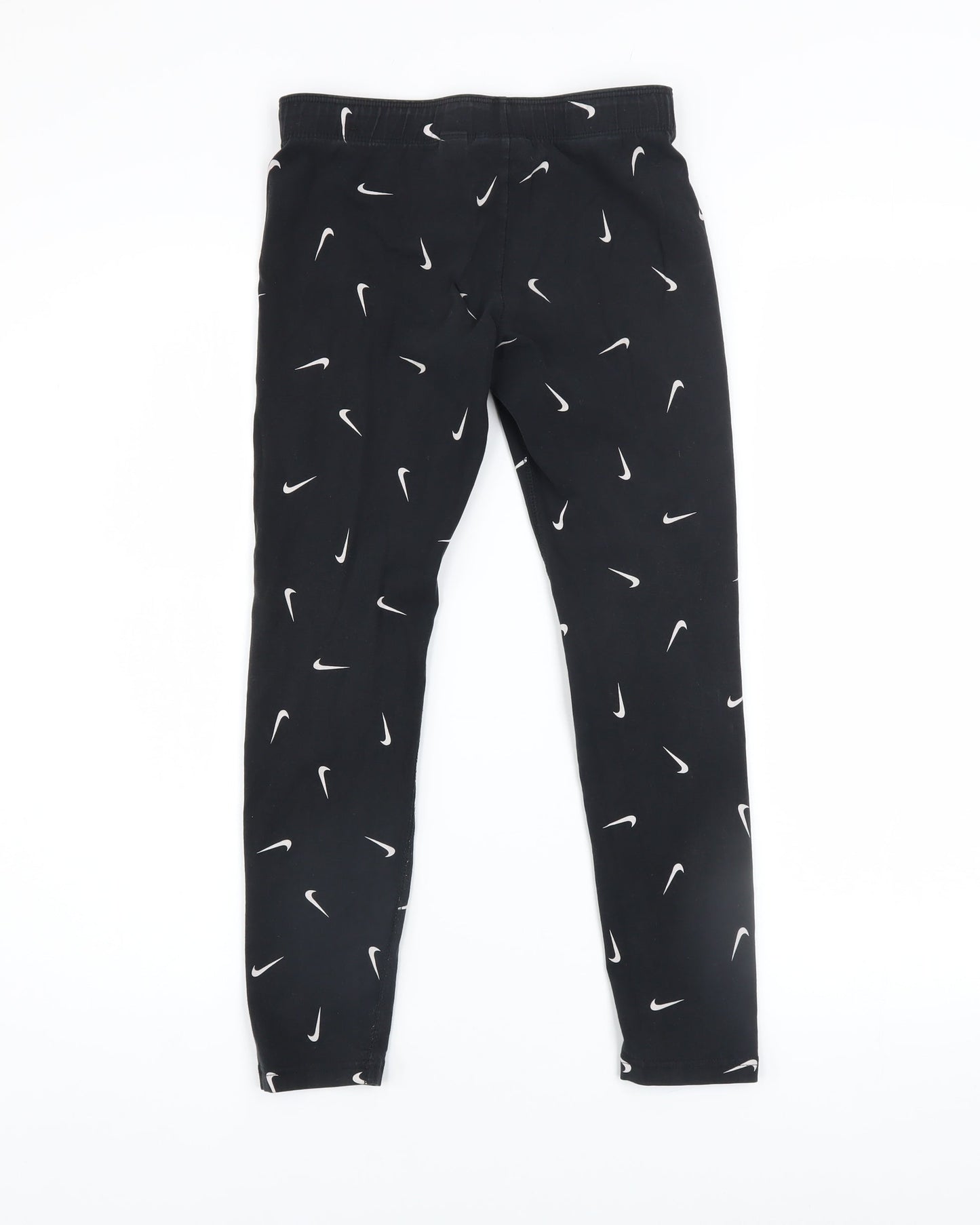 Nike Girls Black Cotton Stretch Logo Ankle Leggings Size 146 Slim Fit