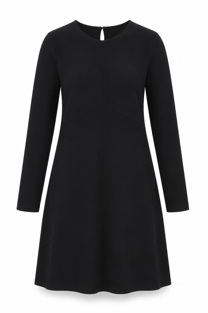 Marks & Spencer Women Black Size 12 A-Line Long Sleeve Dress