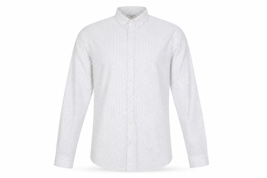 Jack & Jones Mens White Patterned Slim Fit Button-Up Shirt 2XL
