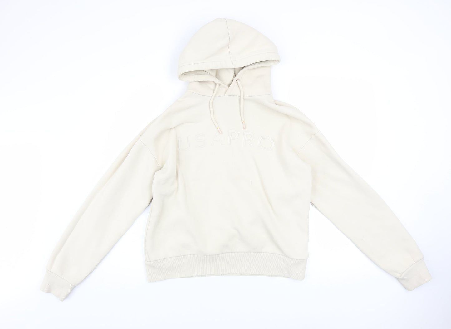 USA Pro Womens Beige Hooded Pullover Sweatshirt UK 8